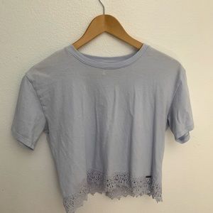 Light Blue Crop Top w/ lace - Hollister, S